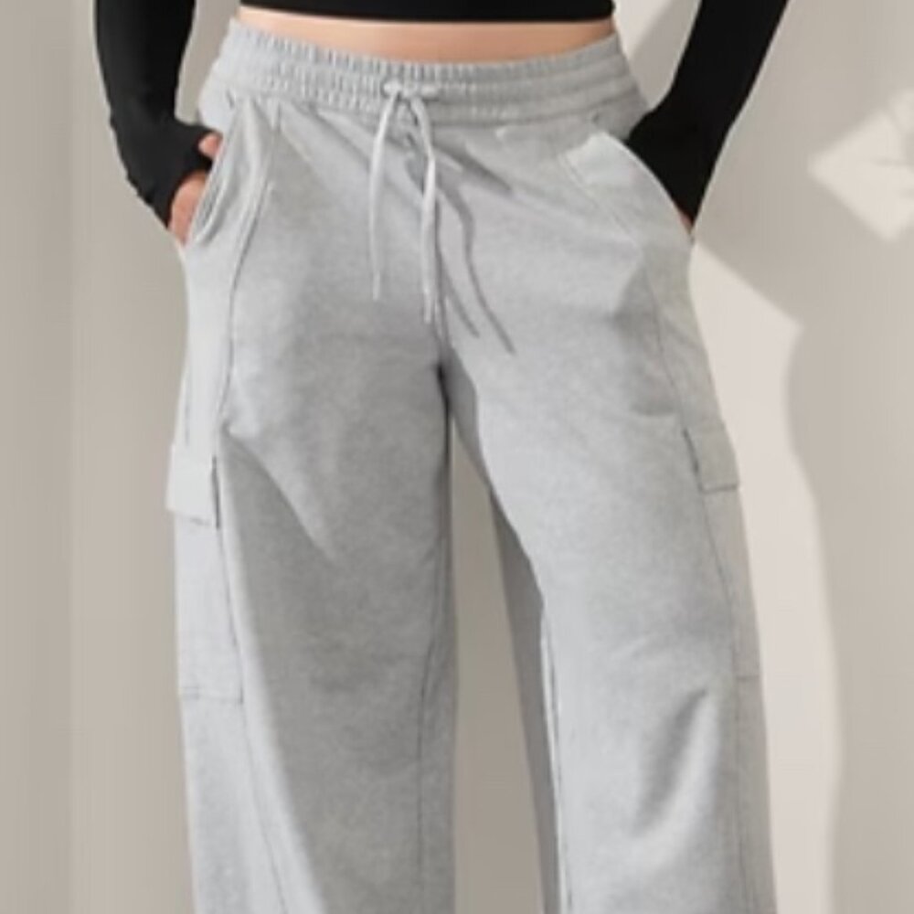 Athleta Women's Retroterry High Rise Wide Leg Cargo Pant Grey SZ: XL - Picture 2 of 16